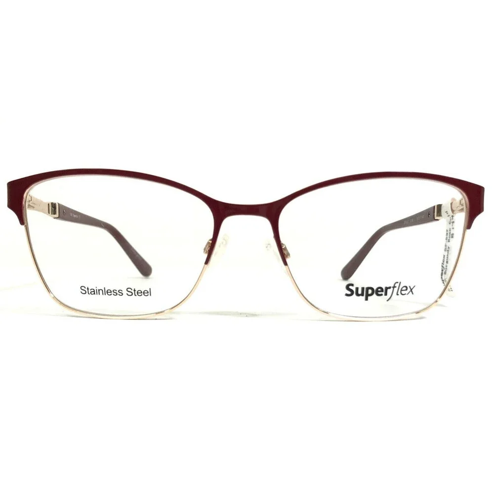 SuperFlex Eyeglasses Frames SF-537 S106 Red Gold Cat Eye Square 55-17-140